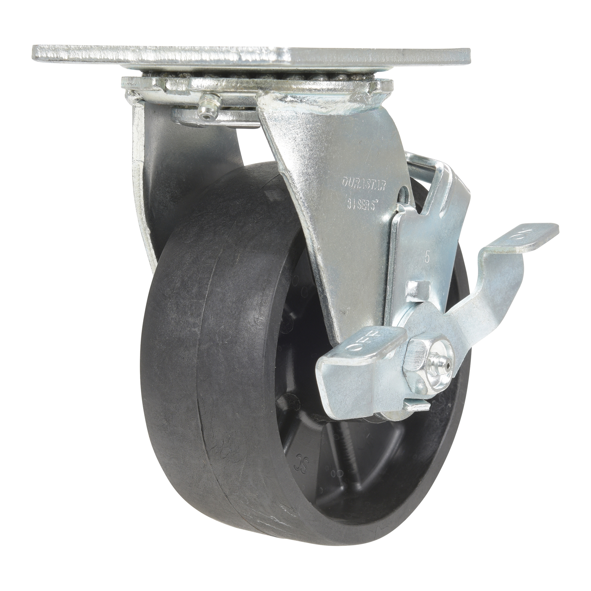 Vestil Nylon Swivel Caster with Brake - 5in. x 2in., 1000 Lb. Capacity, Black, Model# CST-VE-5X2GFN-SWB